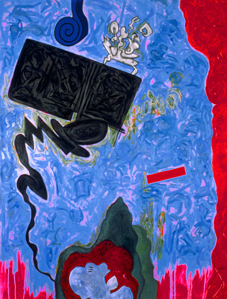 Riddle, 1989 | 69 1/2” x 53” | Oil & Acrylic on Canvas | Collection of Pech Orthan Ugrah, Bangok, Thailand