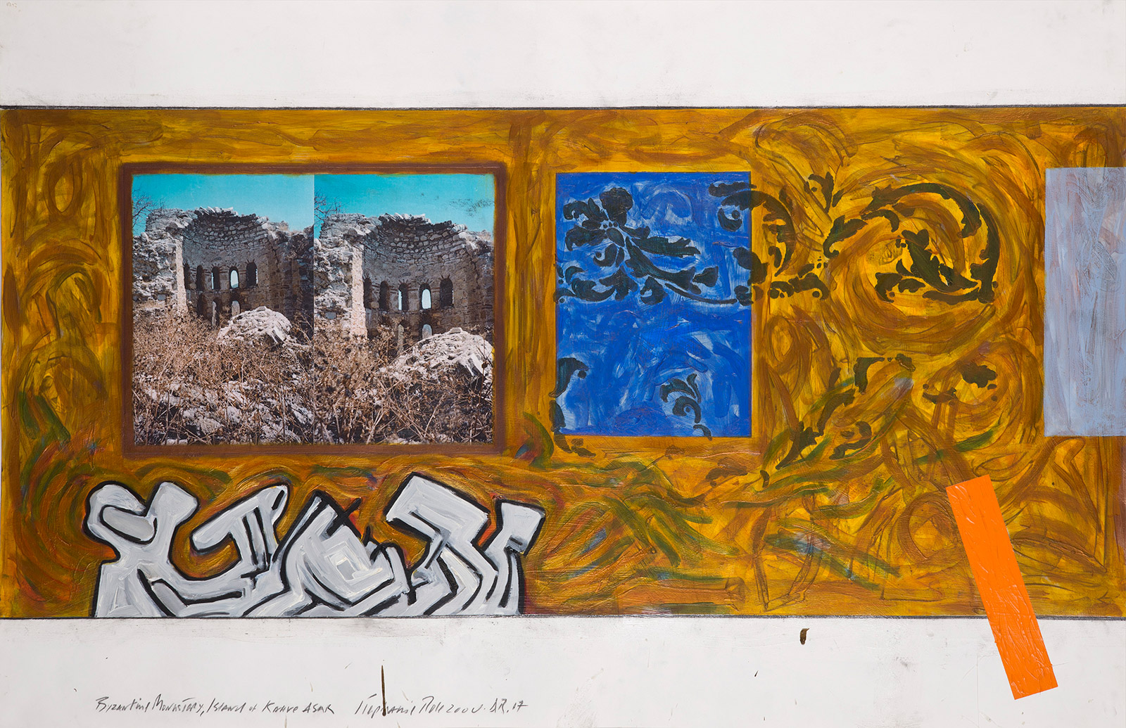 Anatolia Redux.17, Byzantine Monastery, Island of Kahve Asar, 2000 | 26" x 40" | Oil, Acrylic, Graphite & Laser Print on Paper