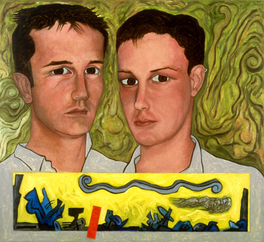Summer, 1998 | [Portrait of Tom Breidenbach & Iannis Delatolas] | 37” x 40” | Oil & Acrylic on Canvas